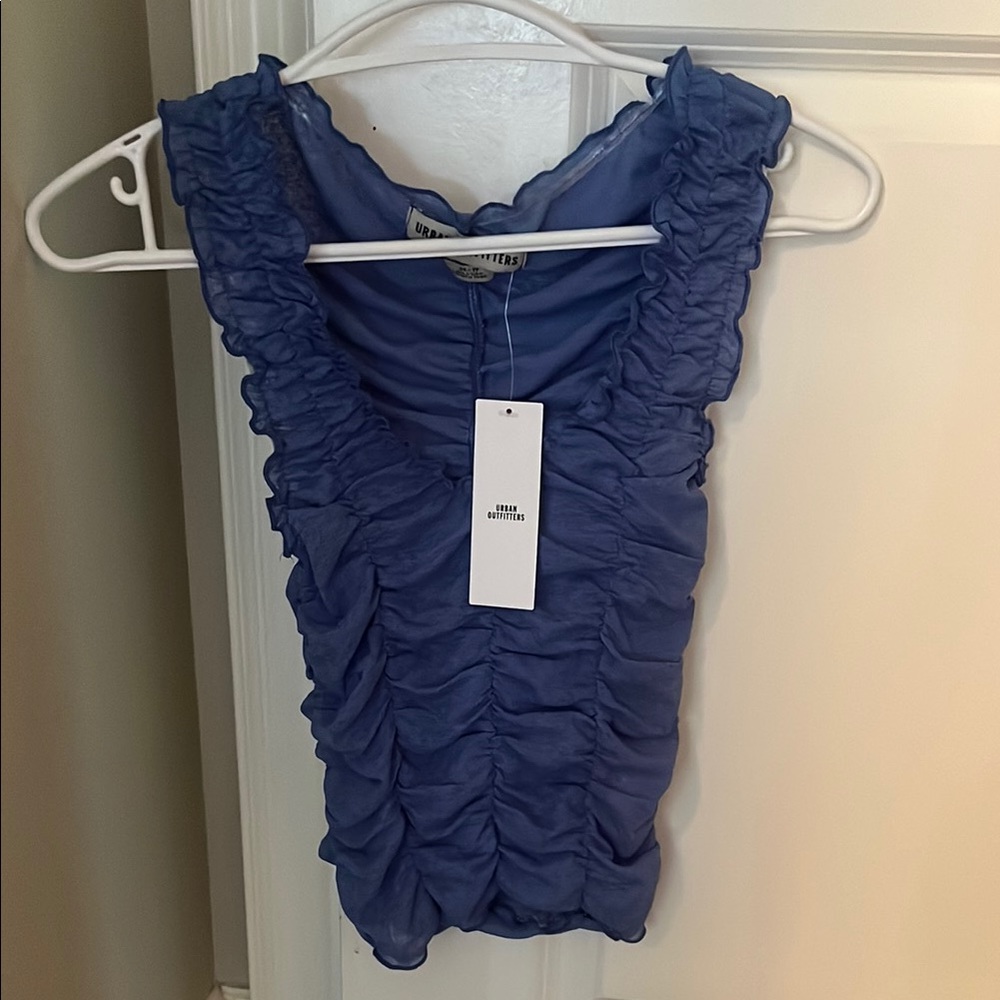 Urban Outfitters Blue Ruched Tank Top